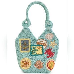 Embroidered Sea-Themed Shoulder Bag - Blue